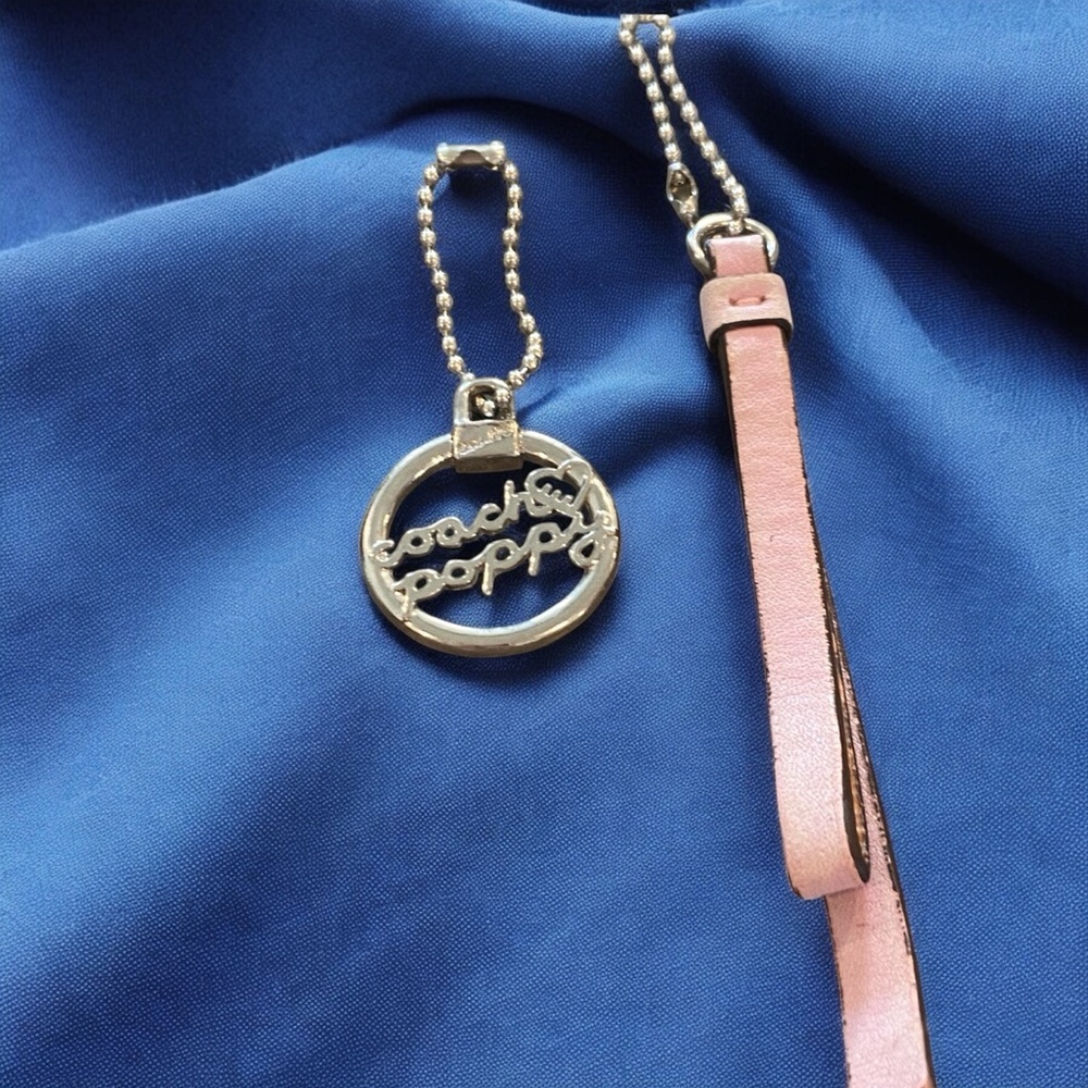 Coach Poppy Silvertone Bag Charm & Coach Poppy Pink Leather Zipper Pull